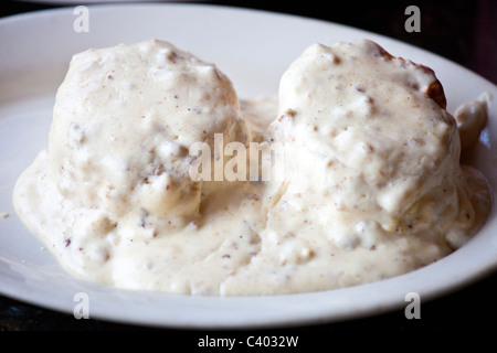 Biscuits and Gravy at No Frill Grill, Norfolk, VA Stock Photo