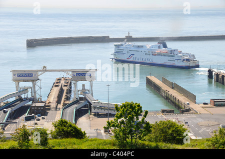 Port of Dover Ferry Terminal in the Eastern Docks and SeaFrance service departing Stock Photo