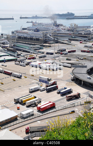 Vehicle holding areas at  Dover Ferry Terminal Stock Photo