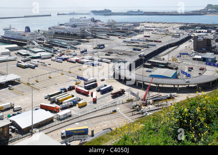 Vehicle holding areas at Dover Ferry Terminal Stock Photo