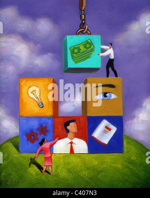 blocks putting together alamy symbols them illustration