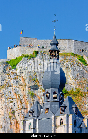 Belgium, Europe, Dinant, stronghold, castle, cliff, church Stock Photo