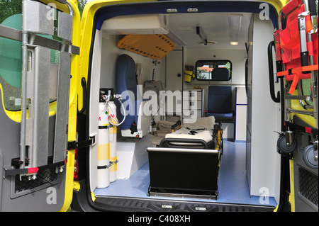 Interior of military ambulance of the Belgian Medical Component, Belgium Stock Photo