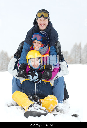 Group of young skiers having fun Stock Photo