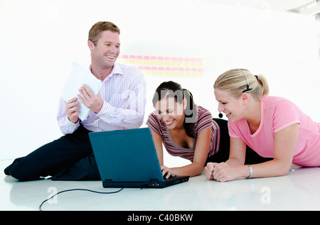 Happy relaxed business team Stock Photo