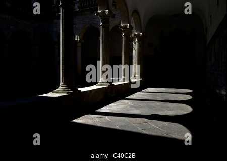 Cloister with ionic columns in the cloister of Viseu's cathedral in Viseu, central Portugal Stock Photo
