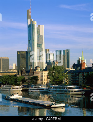Barges, Dock, Docked, Downtown, Frankfurt, Germany, Europe, Holiday, Landmark, Oder, Odra, Port, River, Shipping, Ships, Skyline Stock Photo
