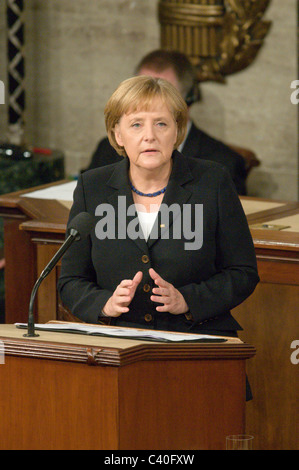 German Chancellor Angela Merkel speaks to the U.S. Congress in Washington DC Stock Photo