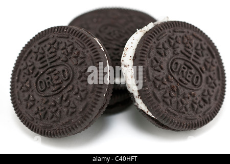 Pile of Oreo cream filled biscuits Stock Photo