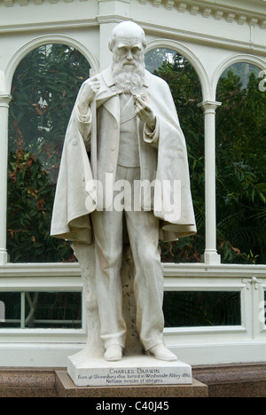 statue charles darwin liverpool sefton park white marble Stock Photo