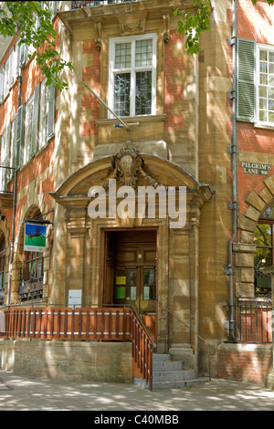 London , Hampstead Village , corner High Street & Pilgrim's Lane imposing traditional style Lloyds TSB Bank branch leafy suburb Stock Photo