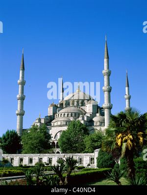 Ahmet, Architecture, Blue mosque, Byzantine, Cathedrals, Churches, Constantinople, Dome, Holiday, Istanbul, Landmark, Middle eas Stock Photo