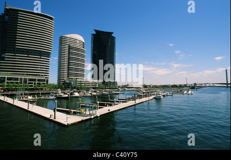 Residential towers of Yarra's Edge on the Yarra river in the Melbourne docklands, Victoria, Australia Stock Photo