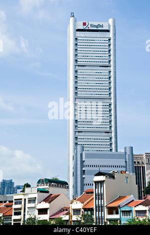 The Singtel Pickering Operations Complex Skyscraper Building in Raffles Place Republic of Singapore Asia Stock Photo