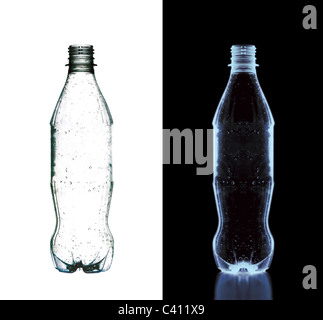 X ray of plastic water bottle. This image shows the positive and negative or x-ray version of a empty drinking bottle Stock Photo