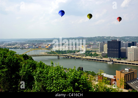 View from the top of Mount Washington looking at Pittsburgh Pennsylvania PA Stock Photo
