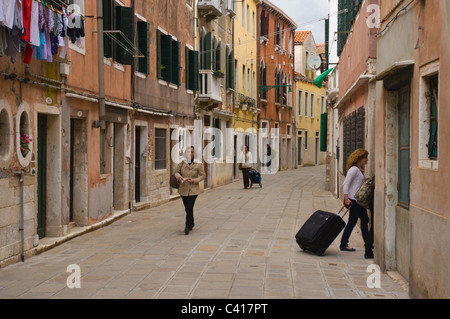 Streets of Castello district Venice Italy Europe Stock Photo