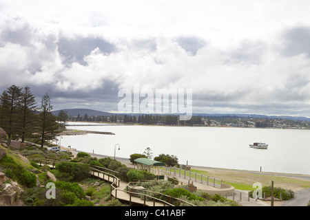 Victor Harbor, Granite Island And Clydesdale-drawn Tram Stock Photo