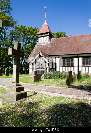 Half timbered church of Great Altcar near Formby in Lancashire, England Stock Photo