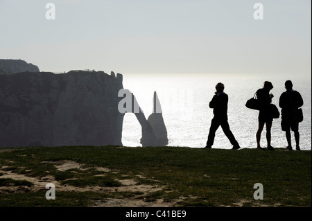 Poeple at Etretat cliff,Normandy,France Stock Photo