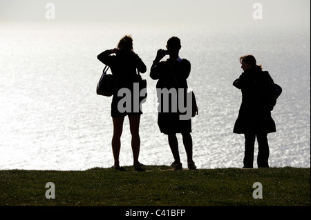 People at Etretat cliff,Normandy,France Stock Photo