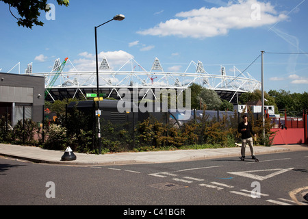 View of the 2012 Olympic site in East London. Still under construction the Olympic stadium. Stock Photo
