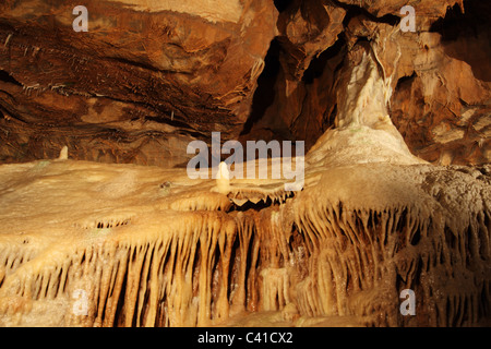 Underground rock formations and stalactites and stalagmites in Cheddar Caves, Cheddar Village, Somerset, United Kingdom Stock Photo