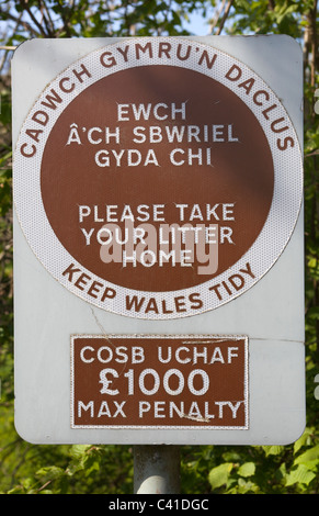 Keep Wales Tidy and Please Take Your Litter Home sign in a layby near ...