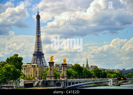 Eiffel tower, Paris, France, Europe. Landmark and tourist travel destination Designed by Gustave Eiffel for the 1889 Paris Expo Stock Photo
