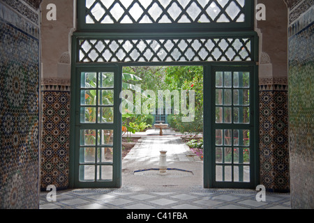 Doors leading to the garden in The Bahia Palace Stock Photo