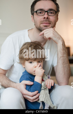 Father and toddler son, portrait Stock Photo