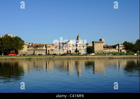 France, Provence, Avignon, Rhône river, city walls Stock Photo