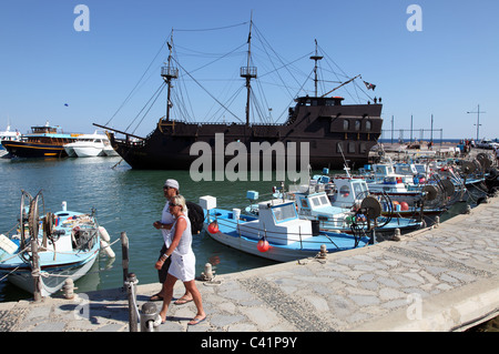 Black Pearl pirate ship, Ayia Napa Harbour, Cyprus Stock Photo
