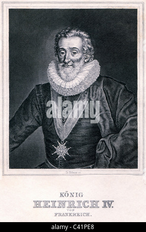 Henry IV, 13.12.1553 - 14.5.1610, King of France 1594 - 1610, half length, steel engraving, 19th century, Artist's Copyright has not to be cleared Stock Photo