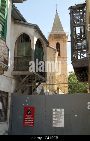 Cyprus. Abandoned houses along the Green Line in Nicosia dividing the Republic of Cyprus and Turkish controlled northern part Stock Photo