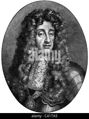 James II, 24.10.1633 - 17.9.1701, King of England 6.2.1685 - 11.12.1688, portrait, copper engraving, 17th century, Artist's Copyright has not to be cleared Stock Photo