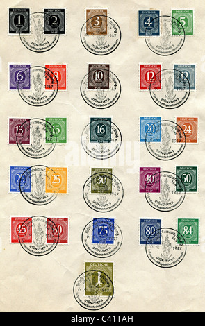 mail / post, postage stamps, Germany, set, first day of issue, Munich, 6.9.1947, Additional-Rights-Clearences-Not Available Stock Photo