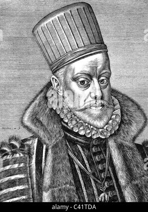 Philip II, 21.5.1527 - 13.9. 1598, King of Spain 16.1.1556 - 13.9.1598, portrait, copper engraving by Hieronymus Wierix, 2nd half 16th century,  , Artist's Copyright has not to be cleared