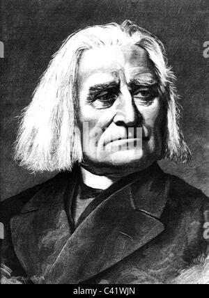 Liszt, Franz, 22.10.1811 - 31. 7.1886, Hungarian composer, portrait, wood engraving, 19th century, , Stock Photo