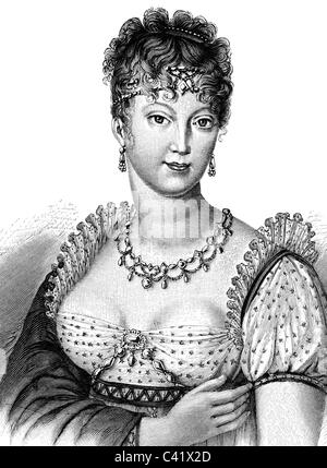 Marie Louise, 12.12.1791 - 12.12.1847, Empress of the French 2.4.1810 - 6.4.1814, half length, wood engraving, 19th century,