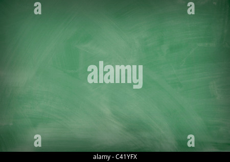 Green chalkboard with smeared chalk eraser marks Stock Photo
