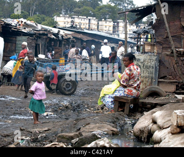Mathare, a collection of slums in Nairobi, Kenya, with a population of almost 500,000 people. Stock Photo