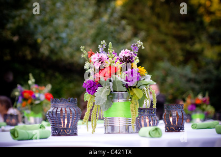 Rustic table setting for wedding Stock Photo