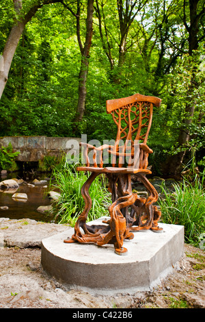 A cast iron sculpture in Rivelin Valley Sheffield South Yorkshire UK Stock Photo