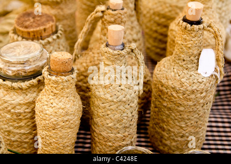 esparto bottle handcrafts Mediterranean Balearic Islands Stock Photo
