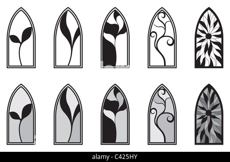 Vector art depicting isolated stained glass window Stock Photo