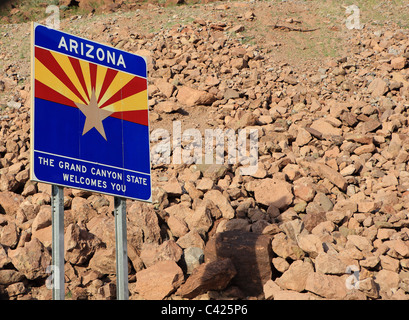 Arizona State welcome sign Stock Photo