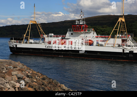 Calmac Ferry, Loch Fyne, arriving at Lochaline on Scotlands west coast Stock Photo