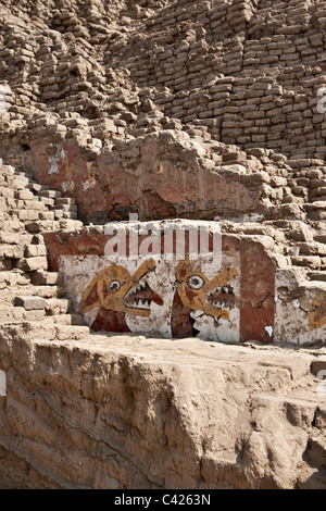 Excavation, conservation and restoration of reliefs and murals. Feline motif. Stock Photo