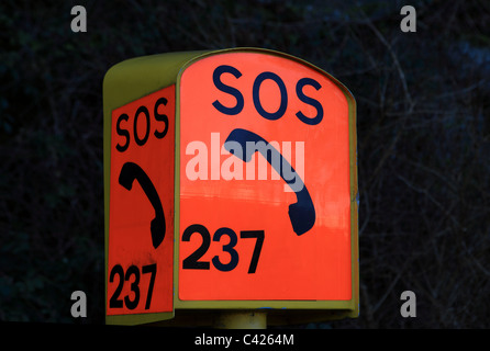 SOS road side telephone box Stock Photo